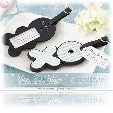 “hugs and kisses from mr and mrs ” love filled luggage tag favors kate aspen 17037na l