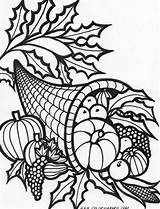 Coloring Thanksgiving Pages Cornucopia Harvest Printable Food Fall Clipart Turkey Color Sheets Kids Books November Library Autumn Sheet Gif Pdf sketch template