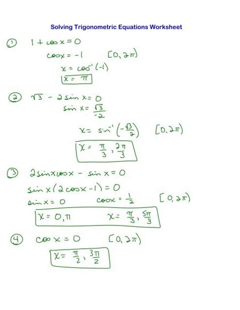 trig equations worksheet   answer key tessshebaylo