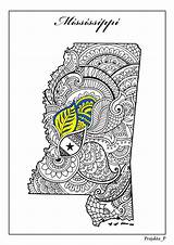 Mississippi Map Zentangle sketch template