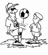Soccer Coloring Dad Pages Playing Ball Cartoon Girl Cliparts Football Printable Clip Coach Colouring Player Clipart Balls Kicking Kids Draw sketch template