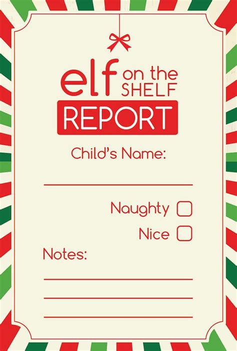 elf report card digital printable   elf report card elf