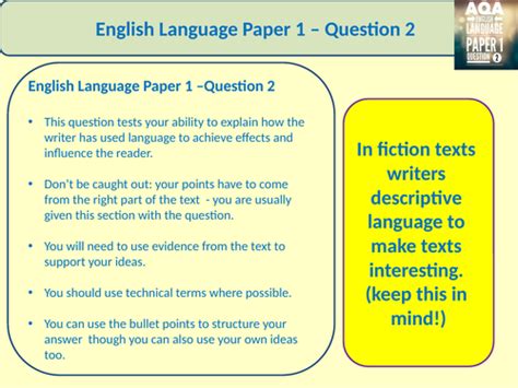 aqa gcse english language paper  question  grades   teaching