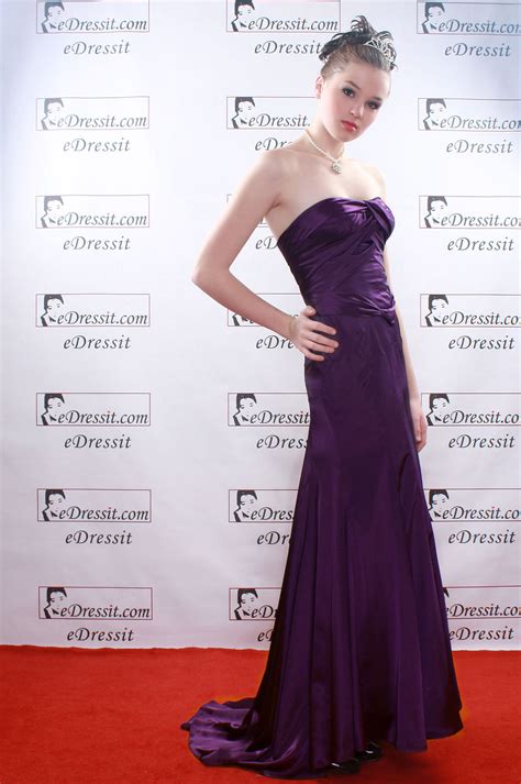 Edressit Christina Applegate Satin Purple Prom Gown