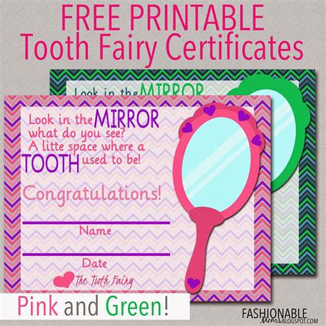 printable tooth fairy certificates kids pinterest tooth