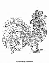 Rooster Zentangle Primarygames Mandala sketch template