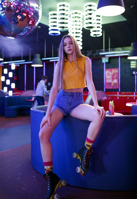 Mila Azul Women Model Indoors Ukrainian Legs Jean Shorts