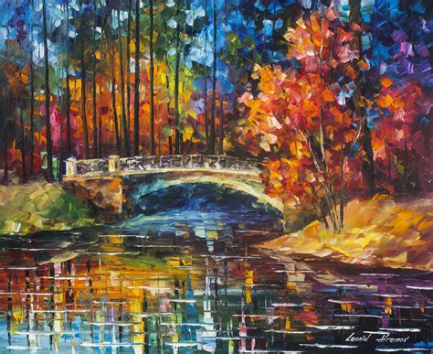 flowing   bridge original oil painting  canvas  leonid
