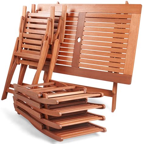 vonhaus  seater wooden dining set rustic table   chair garden