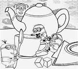Coloring Minion Pages Printable Minions Kids Color Decorative Colouring Rush Drawing Teapot Print Activities Despicable Tea Banana Cartoon Party Simple sketch template