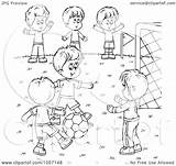 Playing Outline Soccer Coloring Boys Illustration Clip Royalty Clipart Bannykh Alex sketch template