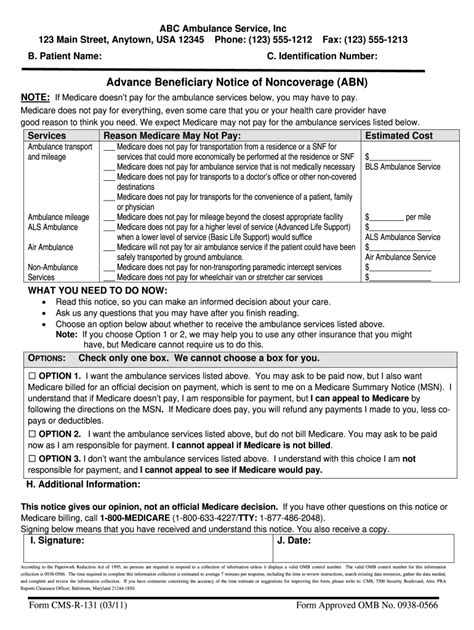 abn notices medicare ohio   form fill   sign printable  template airslate