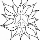 Peace Sign Coloring Pages Flower Clipart Hippie Signs Symbol Drawing Heart Hand Draw Line Cartoon Cliparts Sighn Drawings Clip Adult sketch template