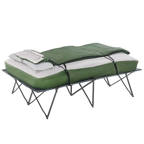 Outsunny 2 Person Collapsible Portable Camping Cot Bed Set With