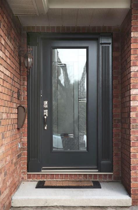 modern grey front door  full glass insert entry doors  glass