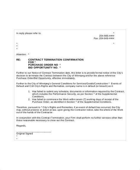 sample job termination letter templates   ms word