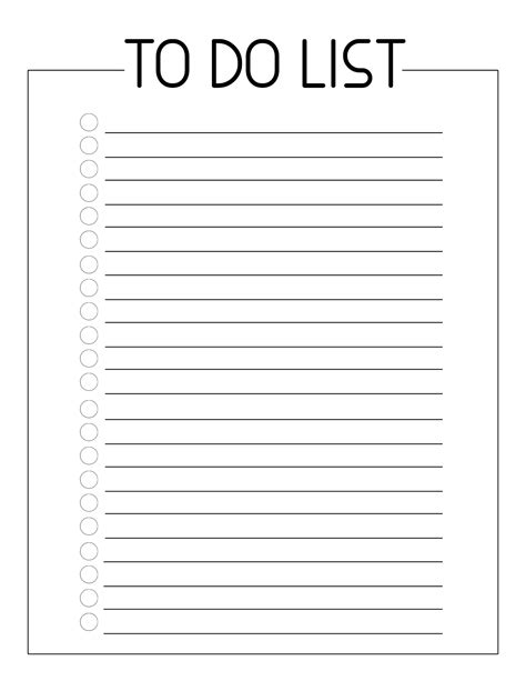 printable blank   list template  printable templates