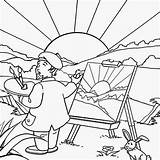 Kids Coloring Pages Drawing Landscape Print Summer Printable Paint Color Painting Artist Scenery Fun Outline Preschool Sunny Older Books Google sketch template