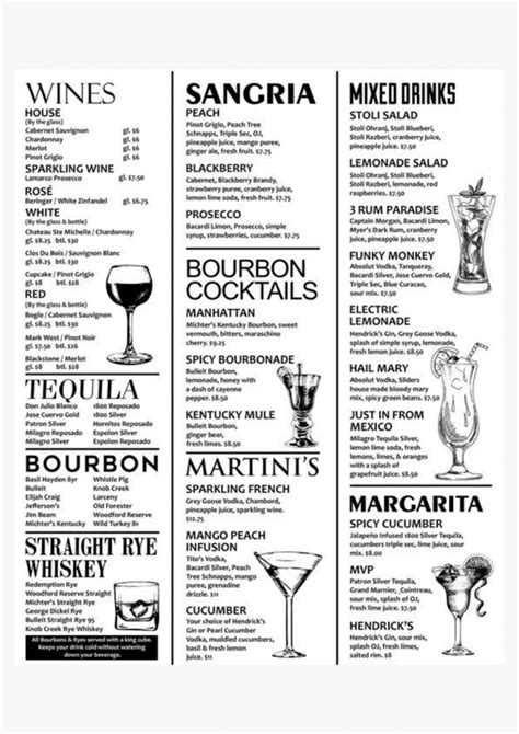 beverage menu design  great examples waitronmenu blog