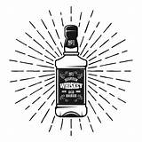 Whiskey Bottle Vector Retro Sunbursts Rays Illustration sketch template