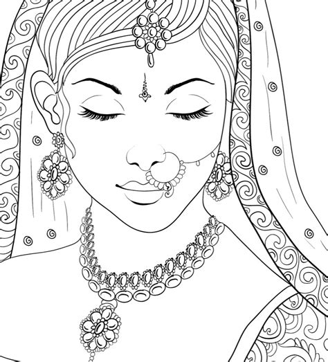 indian woman   beautiful outfit coloring pages
