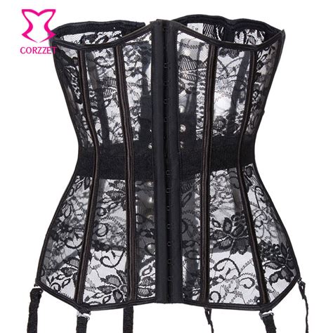 black floral stretch lace open cup bustier underbust corset sexy