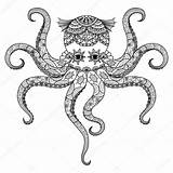 Zentangle Octopus Colorir Polipo Polvo Dessin Ontwerp Progettazione Conception Pieuvre Adulto Progetta Maglietta Tatuaggio Ainsi Tatouage Pulpo Boek Kleurplaat Volwassene sketch template