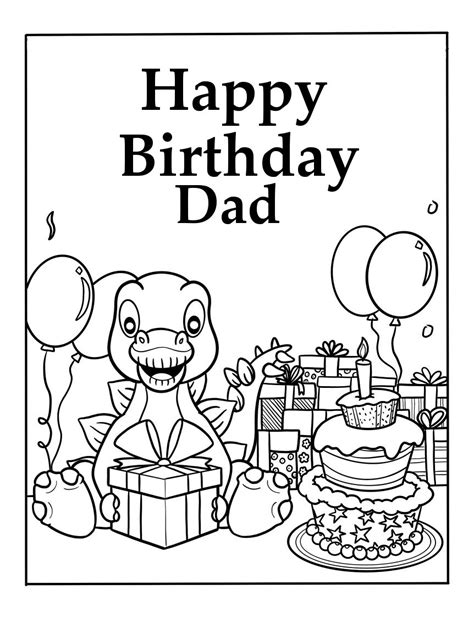 happy birthday coloring pages  dad  dinosaur pictures  color