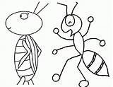 Coloring Ant Grasshopper Pages Printable Popular sketch template