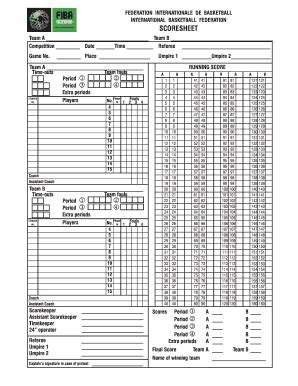 printable basketball score sheet forms  templates fillable