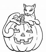 Coloring Halloween Cat Pages Pumpkin Printable Scary Pumpkins Print Color Dog Kids Cute Cats Sheets Sitting Beautiful Adults Getcolorings Sheet sketch template
