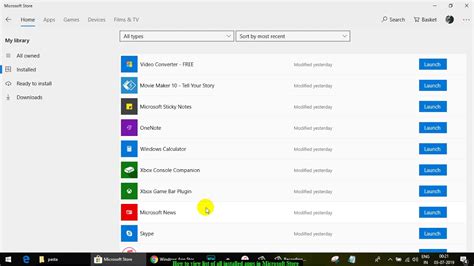 view list   installed apps  microsoft store  windows  youtube