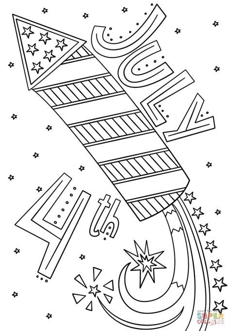 fourth  july fireworks doodle coloring page  printable coloring