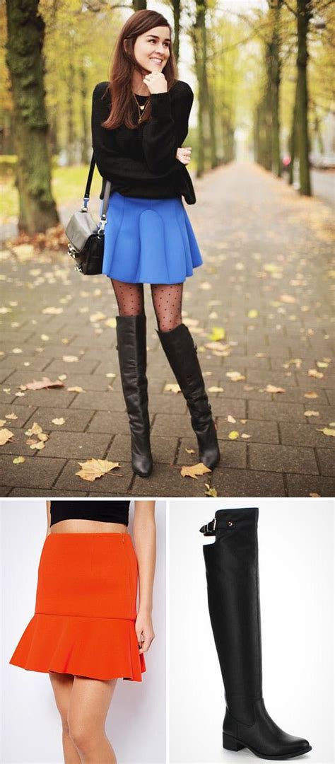ways  pair boots  skirts mini skirt outfit winter leather