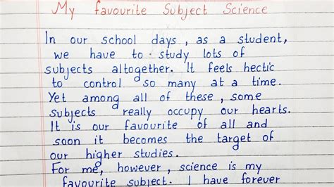 write  short essay   favourite subject science essay writing