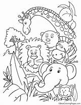 Jungle Coloring Pages Party Kids Printable Animal Print Animals Color Sheets Book Kindergarten Visit Getcolorings Adult Bestcoloringpages Choose Board sketch template