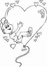 Heart Balloon Boy Riding Coloring sketch template