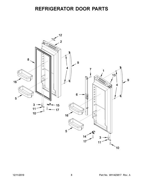 parts  plans  whirlpool refrigerator french door bottom mount model wrfswhz  midbec