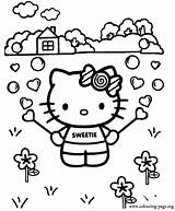 Kitty Hello Coloring Bubble Playing Blower Pages Printable Colouring Cute Kids Girls Pintar Para Hellokitty Baby Gif sketch template