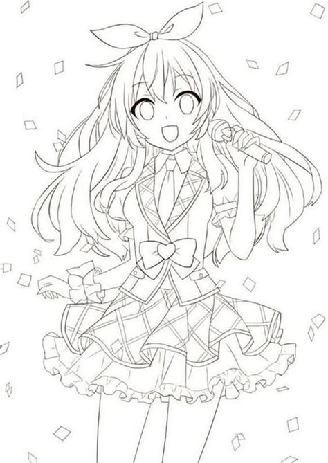 anime girl coloring page printable coloring page  kids coloring home