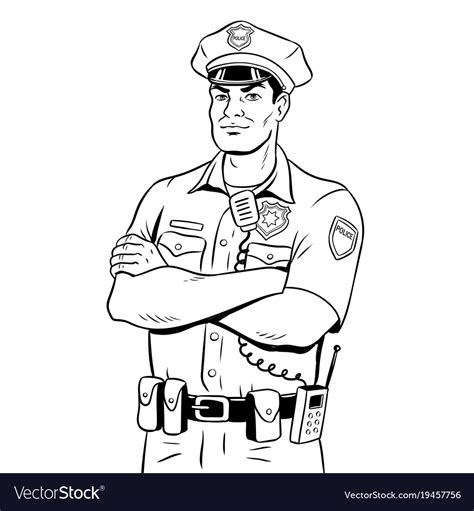 policeman coloring book royalty  vector image
