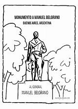 Belgrano Monumento Conmemoración Feriado Bandera Rl Festivo Dedicado sketch template