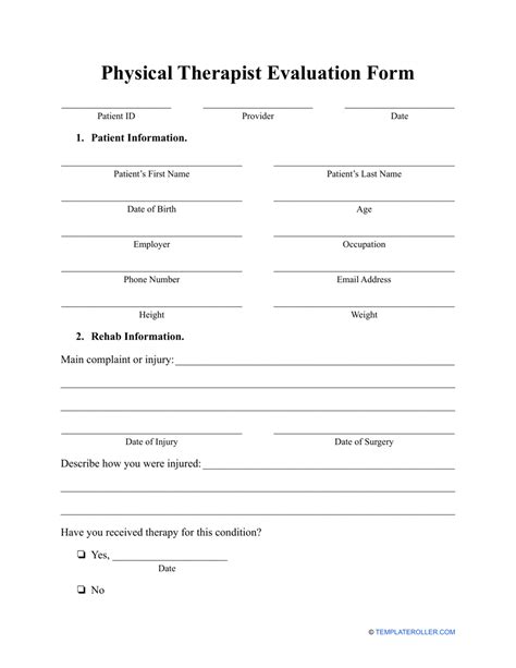 physical therapist evaluation form fill  sign