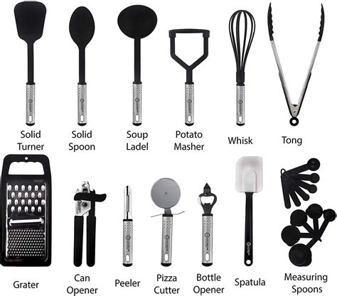 cooking utensils set kitchen accessories nylon cookware set kitchen gadget tools  black
