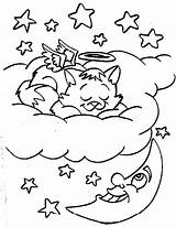 Coloring Pages Moon Angel Christmas Stars Printable Sun Cat Kids Cliparts Halo Sky Clipart Angels Star Drawings Drawing Tattoo Library sketch template