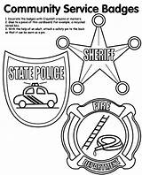 Community Helpers Coloring Pages Preschool Kids Badges Crafts Badge Police Service Workers Printables Crayola Activities Craft Printable Activity Arts Officer sketch template