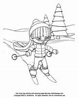 Skiing Downhill sketch template