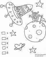 Space Coloring Number Color Worksheet Pages Numbers Worksheets Preschool Outer Printable Kids Printables Alien Kindergarten Planets Crafts Theme Fun Sheets sketch template
