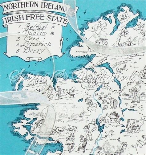 ireland vintage map of ireland aqua cottage chic a