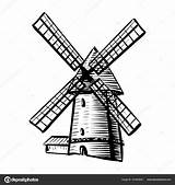 Molino Dibujo Viento Windmill Mühle sketch template